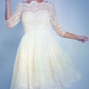 NEW Chi Chi London Gilded Lace Dress Champagne